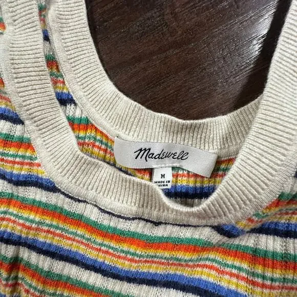 Madewell Multi Colored Orange Stripe Stretch Jones Tank Knit / Ribbed Size XS - Picture 3 of 6